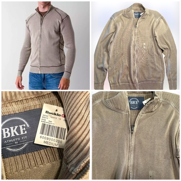 BKE Other - NWT BKE Khaki BLAINE ATHLETIC FIT Full Zip Up Sweater/Cardigan SZ M